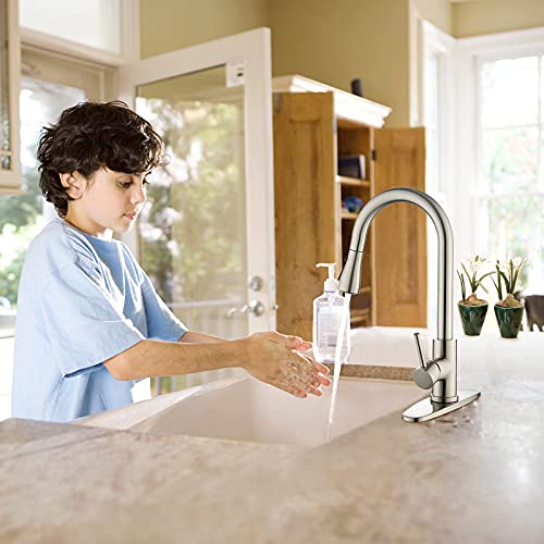 Kitchen Faucet With Pull Down Sprayer Multitask Mode Single Handle High Arc Pull Out Kitchen Sink Faucet Offers Efficient Cleaning For Rv, Laundry, Bar #TOP6