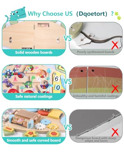 Dinosaur Activity Wall Busy Board - 11-in-1 Foldable Wooden Montessori Sensory Panel for Kids 3-7, Wall Mounted Toddler Learning Activity Center for Playroom Classroom Daycare, Autism Sensory Toy - Image 5