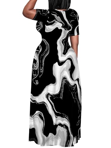 Image of SUZONANA Plus Size Dresses for Women Summer Casual Maxi Dress Short Sleeve Loose Vacation Dress