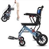 CUIOT Lightweight Transport Wheelchairs for Adults(Only 20LBs), Foldable (Only Takes 1s) Wheelchair with Handbrakes and 10-Inch Honeycomb Tires,16.5-Inch Seat Width, Holds 220 LBs