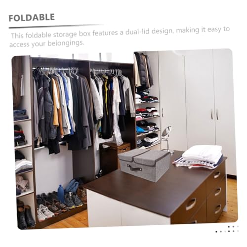 Boîte de rangement pliable à compartiments et double couvercle pour dressing