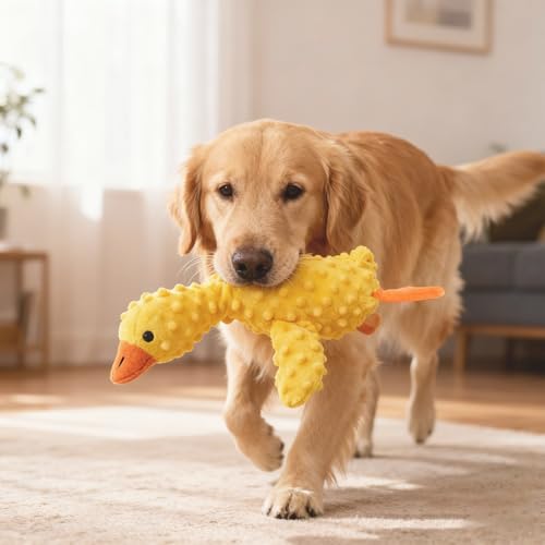 SPERMUOY Anti Stress Ente Hund,Anti Stress Hundespielzeug,Antistressente für Hunde pielzeug,Bequemes Spielzeug Hunde Plüsch Soundspielzeug für Hunde Plüsch Kauspielzeug