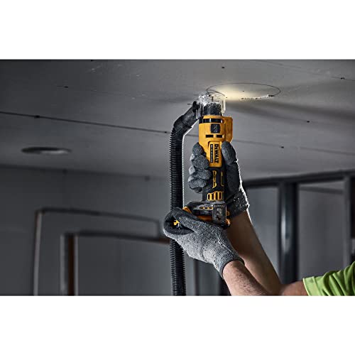Foto von Dewalt 18V Akku-Trockenbaufräse DCE555N (bürstenloser Motor, 26.000 U/min, mit LED-Arbeitslicht, Tiefenanschlag, für schnelle Ausschnitte in Gipskarton, inkl. Zubehör, Lieferung ohne Akku & Ladegerät)