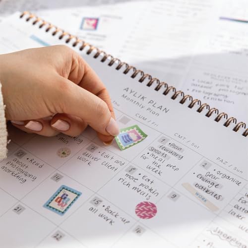 PAPERORA Süresiz Haftalık Spiralli Masaüstü Planlayıcı 24x34 cm - Desk Planner Pembe
