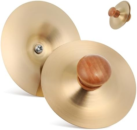 jojofuny 1 Pair Finger Cymbals 7cm/2.75inch Mini Hand Cymbals Handheld Small Practice Cymbals for Dance, Brass Musical Instrument for Kids Percussion Performance