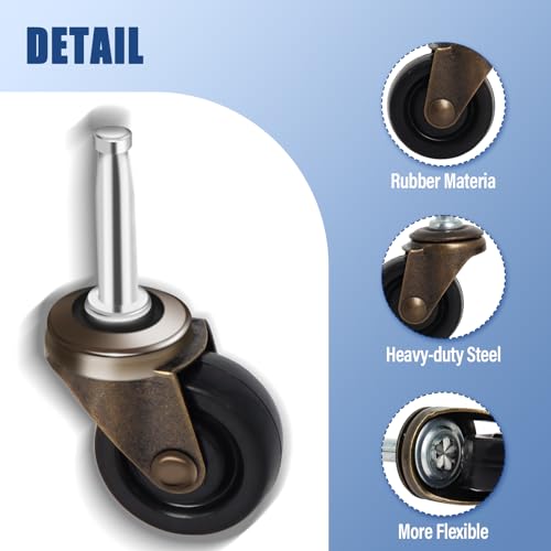 Podoy PODOY1-5/8-INCH Antique Casters Wheels 1-5/8 Inch With Stem Socket Replacement For Furniture Chairs Small Sofa Office Decorative Casters thumb #1