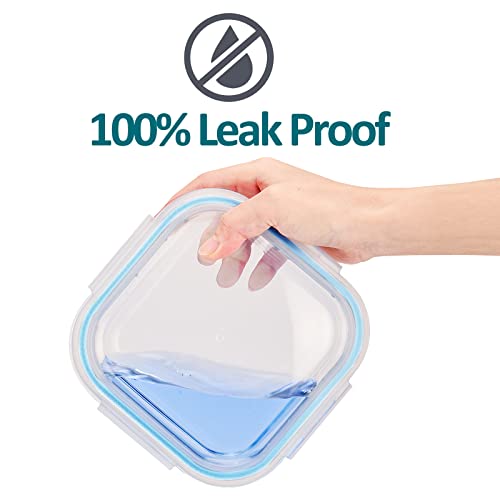 Foto von Salato Glasbehälter mit Deckel, 6er-Pack Langlebige Frischhaltedosen Glas , Auslaufsicher und BPA-frei, Sicher für Gefrierschrank bis Ofen/Geschirrspüler, Blau