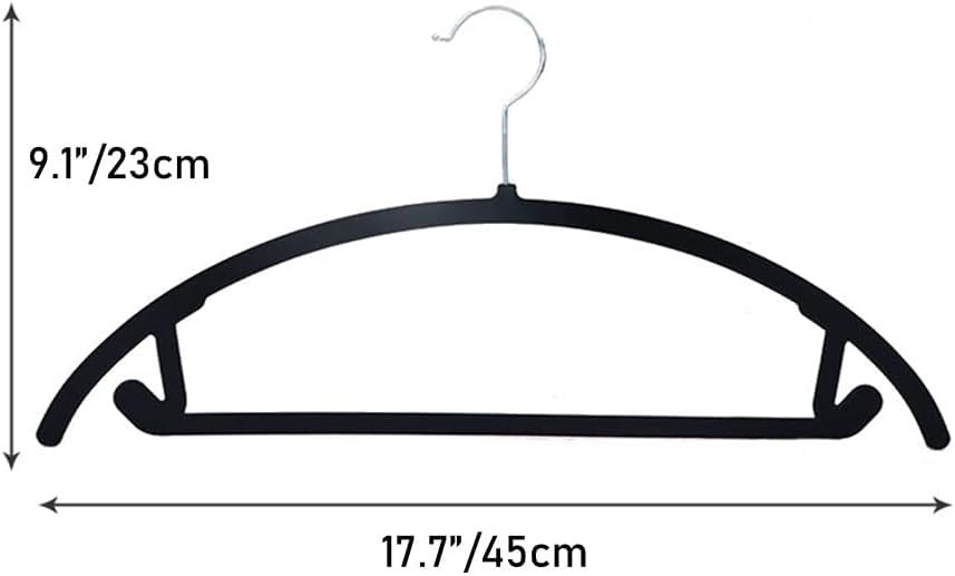 Antypoślizgowe aksamitne wieszaki na płaszcze 45 cm półzakrzywione wzornictwo 20 sztuk - bez śladu, idealne na ubrania dla dorosłych, dostępne w kolorze szarym i khaki