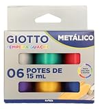 GIOTTO Tinta Guache Metálico, 06 Cores Metálicas, 15ml
