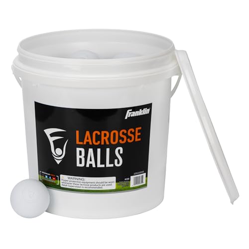 Franklin Sports Lacrosse Bälle Eimer – Großpackung mit (40 Stück) weiße Lax-Bälle für Praxis + Training – 40 Ball-Eimer-Packung – Mehrzweck-Lacrosse, Massagetherapie + Yoga-Bälle für Sportler