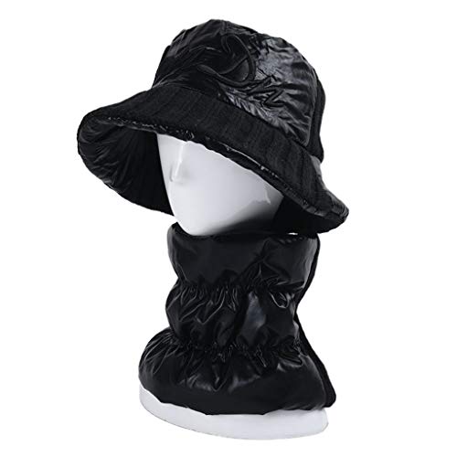 Set de bufanda y gorro de pescador unisex con forro de felpa térmica para invierno