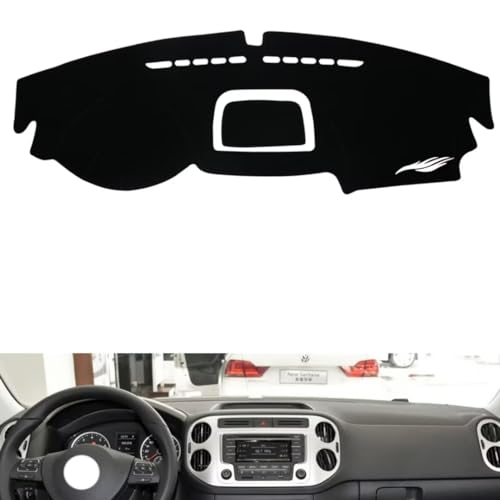 leather dash board cover mat Compatible with VW tiguan ，dashboard cover(Black)