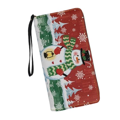 Image of Bulopur Christmas Snowman Wallet for Women PU Leather RFID Blocking Wristlet Wallet for Women & Teen Girls Large Capacity Phone Clutch Long Wallets Zipper Around Xmas Gifts for Mom