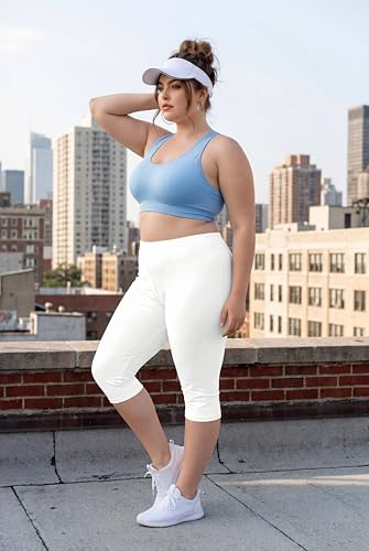 Image of TRASA Women's Cotton Capri Leggings, Stretchable 3 /4 Length Crop Pants, Comfortable, Plus