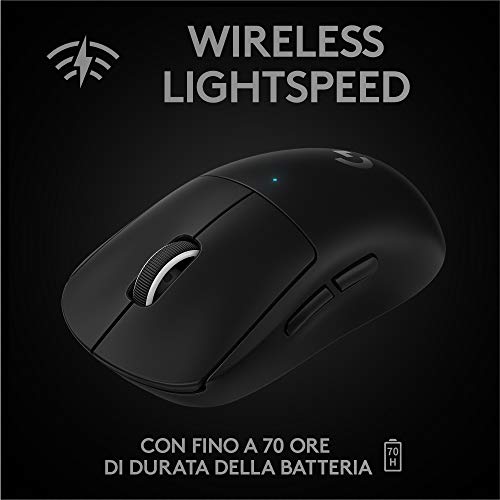 Logitech-G-PRO-X-SUPERLIGHT-Mouse-Gaming-Wireless-Sensore-HERO-25K-25600-DPI-Ultraleggero-con-63g-Progettato-per-eSport-5-Pulsanti-Programmabili-PCMacLaptop-Nero
