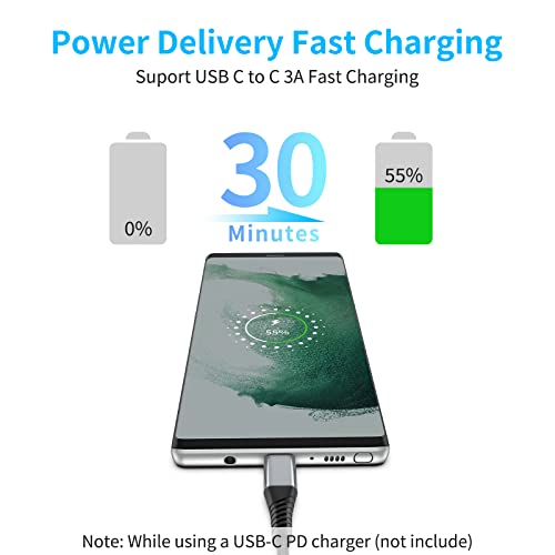 6 inch USB C to USB C Cable, 0.5ft 3-Pack Short USB Type C Charger Cable PD Fast Charging Braided Type C to Type C Cord 60W for Samsung Galaxy S234 S23, Moto G8, Google Pixel, iPhone 15 16 Pro Max by PEAKLIFT - Image 2
