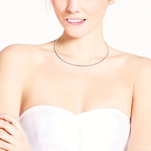 AeraVida Must Have 2mm Slim Wire Hook Sterling Silver 15-16 inch Choker Necklace for Women | Silver Jewelry | Valentine's Jewelry Gifts2