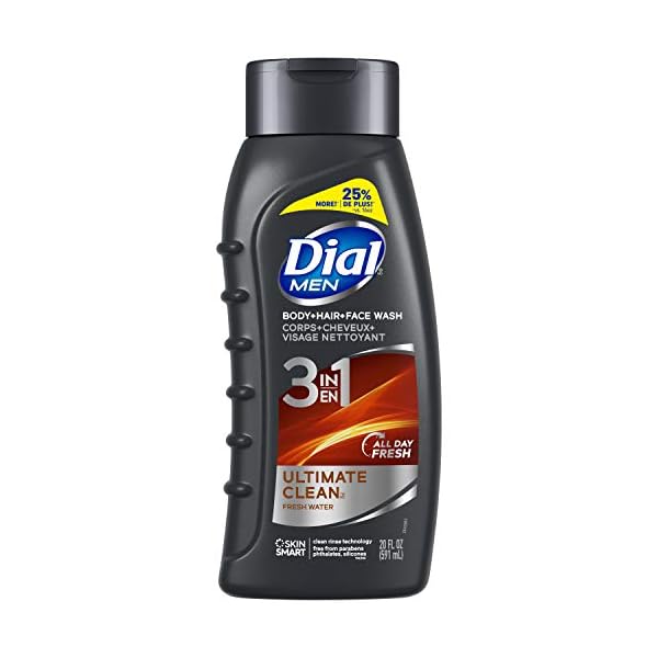 Dial-Men-3in1-Body-Hair-and-Face-Wash-Ultimate-Clean-20-fl-oz-Pack-of-4 Dial Men 3in1 Body, Hair and Face Wash, Ultimate Clean, 20 fl oz , 4 Count (Pack of 1)