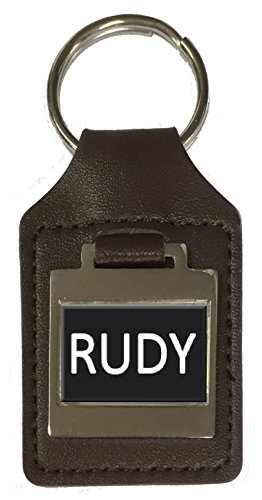 Porte-clés en cuir personnalisé Rudy en argent pour un anniversaire unique