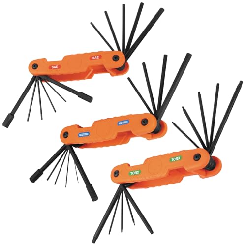 Klein Tools 70553 3-Piece Pro Folding Hex Key Set, Metric, SAE, Torx Sizes, 31 Keys, Industrial Strength Heat Treated Alloy Steel by KLEIN TOOLS - Used condition - US$35.98