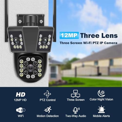 Cámara de seguridad 6K contra robos: vigilancia PTZ inteligente con tres lentes y tarjeta 64G 4