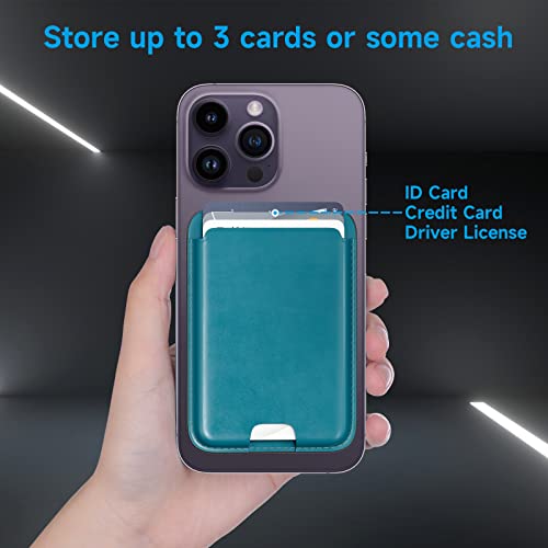 Edc Leather Wallet For Apple Magsafe, Magsafe Wallet Compatible With Iphone 14 Series, Iphone 13 Series, Iphone 12 Series, Detachable Rfid Card Holder For 3 Credit Cards, Blue #TOP3