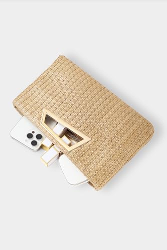 Image of Coucoland Women's PU Leather Clutch Purse with Metallic Geo Top Handle