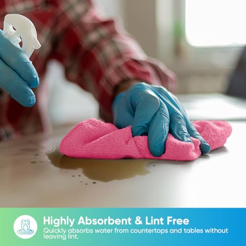 Image of HOMEXCEL Pink Microfiber Cleaning Cloth, 24 Pack Cleaning Towels for Kitchen, Lint Free, Scratch-Free, Highly Absorbent, and Reusable Cleaning Rags for House, Window and Glass, Cars, 11.5 X11.5 inch
