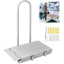 Boat Boarding Platform with Handrail, Dock Extension Step with Safety Grab Bar, Folding Dock Boarding Platform for Marina, Dock, Deck, Boat, Silver