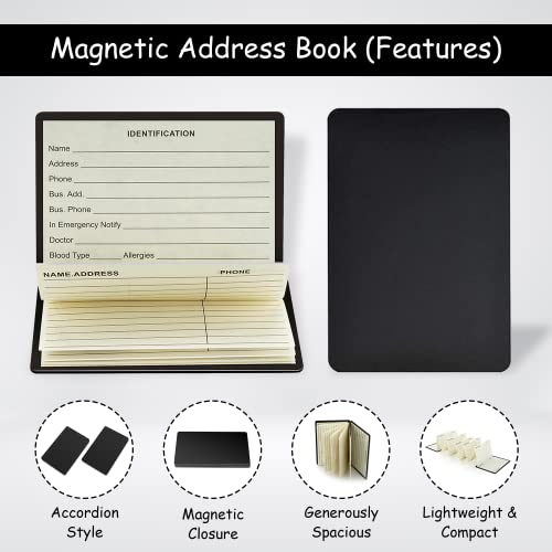 Appletofu Magnetic Address Book - Wallet Size Address Book - Credit Card Size Address Book - Pocket Address Book For Men, 21 Pages, 9 Lines - Keep Contact Info Handy At All Times - Set Of 2 #TOP2