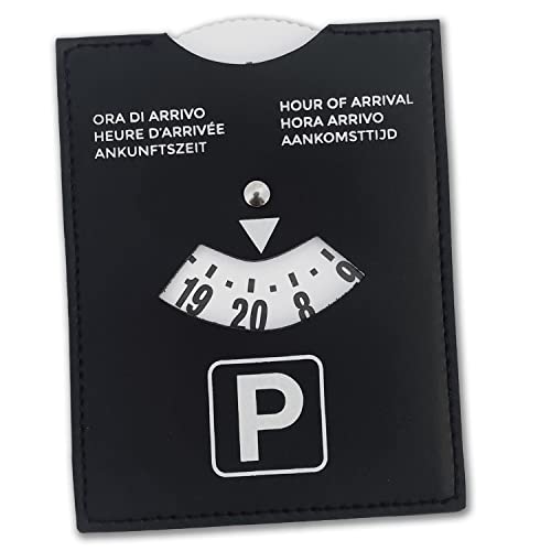 pubblimania Disco horario Grande Modelo de Lujo para estacionamiento señalización Hora de Llegada, en simil Cuero Suave al Tacto de 10,5x13 cm