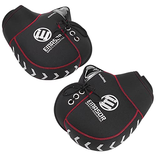 バイク用 ハンドルカバー E EMASOR ネオプレーン 防寒 防水 防風対策 汎用 ハンドルカバー 保温性 フリーサイズ 反射コーティング付き (ブラック)