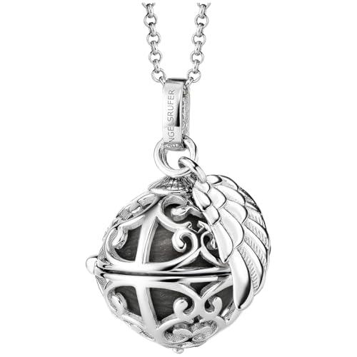 Engelsrufer Damen Halskette aus Sterling Silber mit Klangkugel Anhänger Silber in der Größe XS mit perlmutt grauer Klangkugel Karabinerverschluss nickelfrei Größe: 45+5 cm ERN-ER23-27-XS