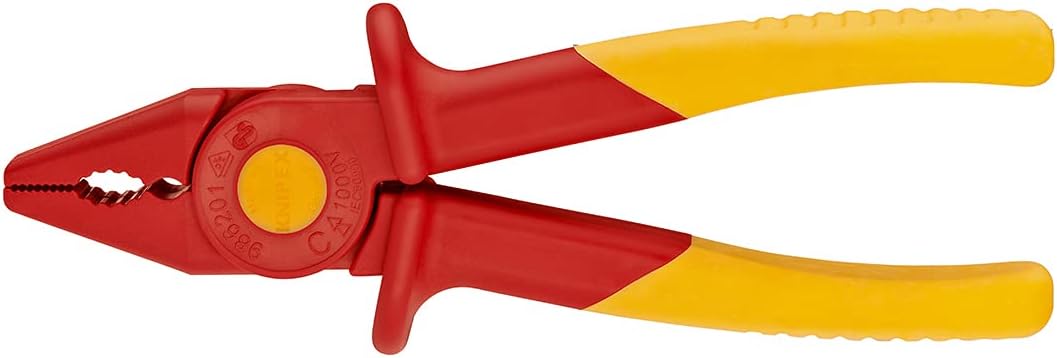 Knipex Tools 98 62 01 Snipe Nose Plastic Pliers 1000V Insulated, Red/Yellow