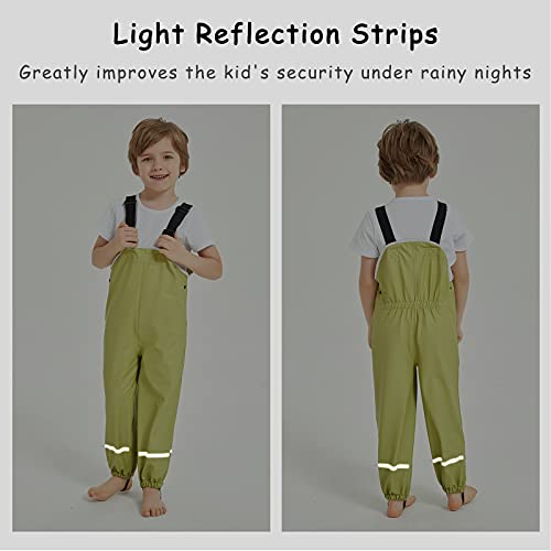 Image of Kids Unisex Rain Pants, Green, Size 2-9 Years