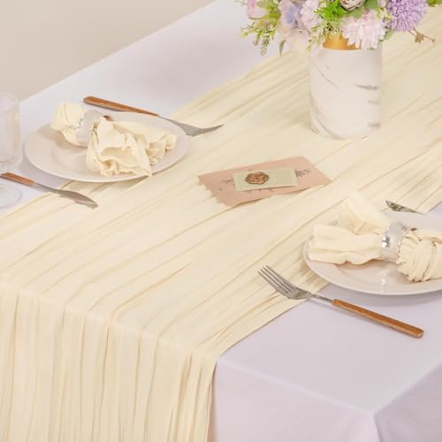 Image of MLMC 40 Pack Cheesecloth Napkins Bulk Beige Reusable Napkins 21 inchx21 inch Cream Boho Dinner Cloth Napkins in Bulk for Bridal Shower Baby Shower Events Decor