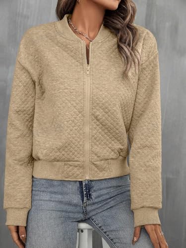 Image of Tagas Women's Quilted Bomber Jacket | Lightweight Stylish Winter Wear with Zip Closure | Casual Solid Jacket for Jeans & Crop Tops|regular jecket for womens|