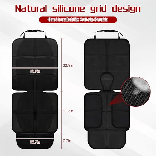 Image of JEYODA Car Seat Protector, Baby Car Seat Protector, Thick Padding, Seat Protector with Mesh Storage Pockets, Non-Slip Padded Backing for Child Pet (red Liner)