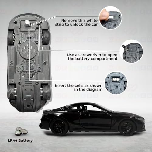 Image of Exclusive Alloy Metal Pull Back Die-Cast Car Diecast Metal Pullback Toy Car with Openable 6 Doors,Light Music Boys Gifts Toys (1:32 B-M-W M8 - Black Color)