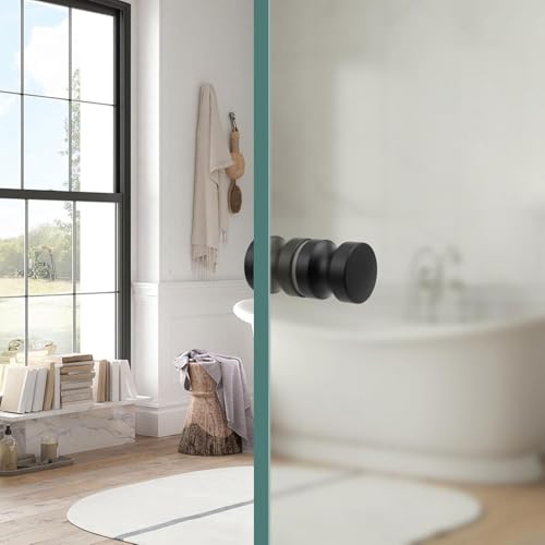JJiaoLinin Dusche Türknopf,Türgriff Dusche,Türgriffe Innentüren,Badezimmer Dusche Glas Rund Doppelseitiger Türknauf,für Badezimmer Duschglastür für Bad, Küche und Büro,30 * 60mm(1Stück,Schwarz)
