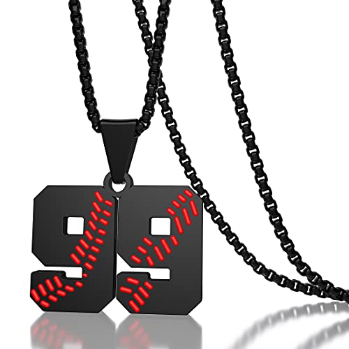 Aiyo Fashion Inspiration Baseball Necklaces Baseball Jersey Number 0-99 Necklace Stainless Steel Baseball Chain Number Pendant Necklace Baseball Team Jewelry Gift For Boys Girls #TOP1