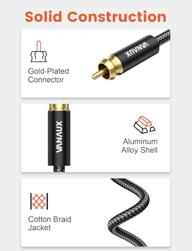Cable coaxial de audio digital VANAUX con conectores de máxima conductividad de oro 3