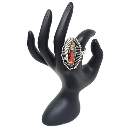 Emulily Western Lady GUADALUPE Anel ajustável Navajo Squash Blossom, Metal, n
