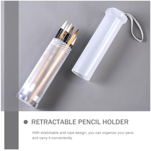 Image of Operitacx Retractable Pencil Holder 2-Pack Portable Telescopic Pen Storage Box Clear Plastic Pen Case Organizer for Art Supplies Paintbrushes Makeup Tools 10.03X2.36X2.36 Inch