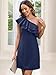 oten Wedding Guest Dress for Women Elegant One Shoulder Ruffle Trim A-Line Classy HOCO Rehearsal Dinner Party Dresses Navy Blue Meduim