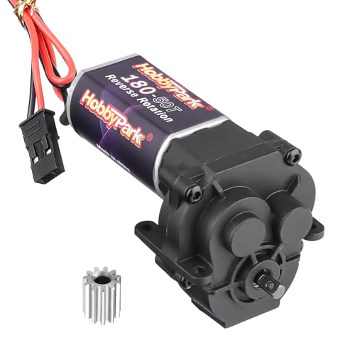 HobbyPark 180 Brushed Motor w/Transmission Gearbox Including 49.4:1 Gears & Stainless Steel Pinion 11T Assembly for Traxxas TRX4M 1/18 RC Crawler Car Upgrades (50T)
