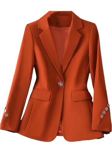 Black Blazers for Women Office Single Button Coats Vintage Long Sleeve Lapel Jacket