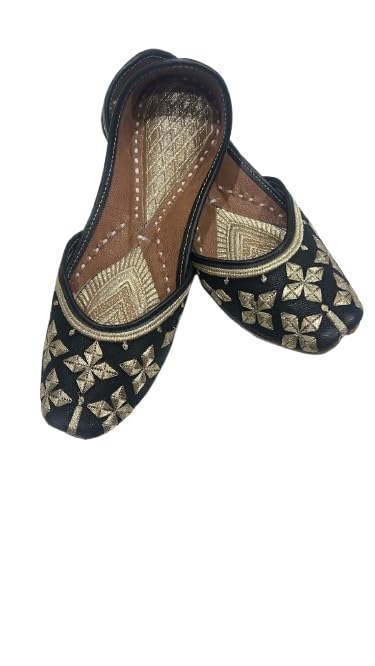 Women's Slip-on Punjabi Jutti Attractive Design Comfortable Sole, Traditional Indian Flats with Tan Trim, Stylish Casual Fancy Jutti for Womens & Girls-image-45