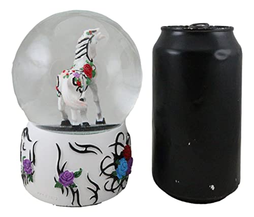 Ebros Gift Trail Of Painted Ponies Western Roses Vine Petals Tribal Rose Horse Glitter Water Globe 5.25" Tall Farmhouse Ranch Cabin Country Snow Globes Collectible Figurine #TOP7