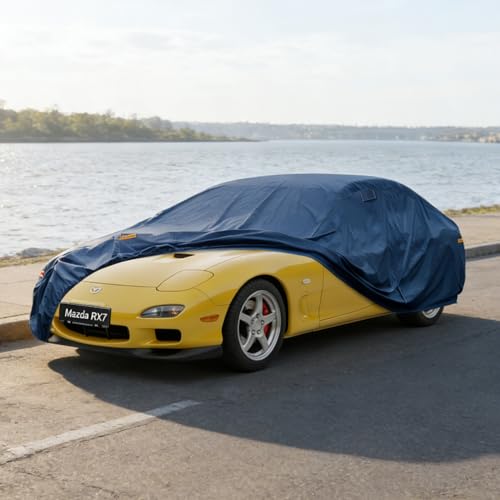 Image of Kaugung Custom Fit Car Cover for Mazda RX7 & RX8, Heavy Duty Waterproof All Weather Outdoor Protection, Breathable Full Exterior Cover with Vent, Rain Sun Snow UV Proof